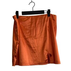NWT Women's Orange Satin Bodycon Mini Skirt XL